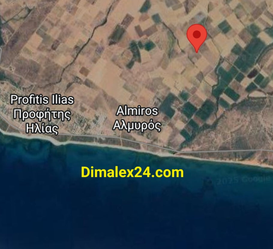 Карта с локацията на парцел в
Алмирос,Северна Гърция,област Родопи.