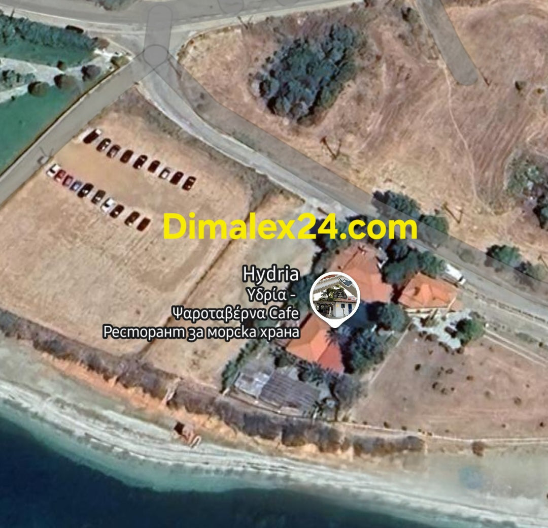 Сателитно изображение с местополужение на рибен ресторант в Северна Гърция, област Родопи, Платанитис.