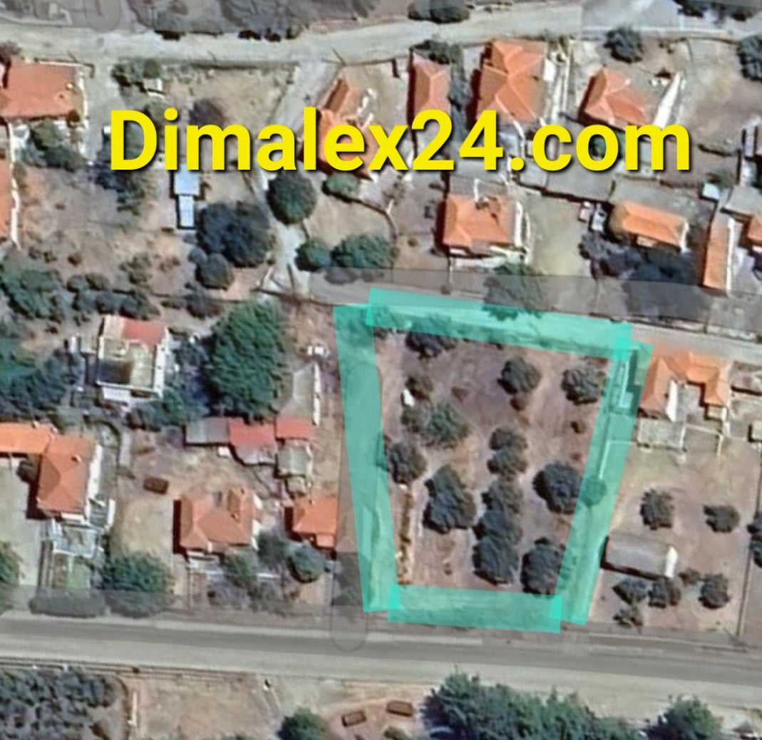 Aerial view of a plot marked in green, located in Proskinites, Northern Greece, suitable for affordable investment.