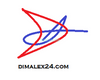 Colorful logo design featuring intertwined red and blue lines with the text dimalex24.com below.